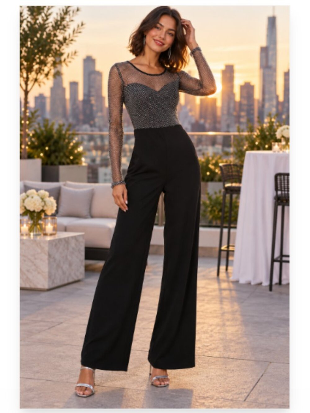 Lulus Beyond Glamorous Black Fishnet Rhinestone Jumpsuit